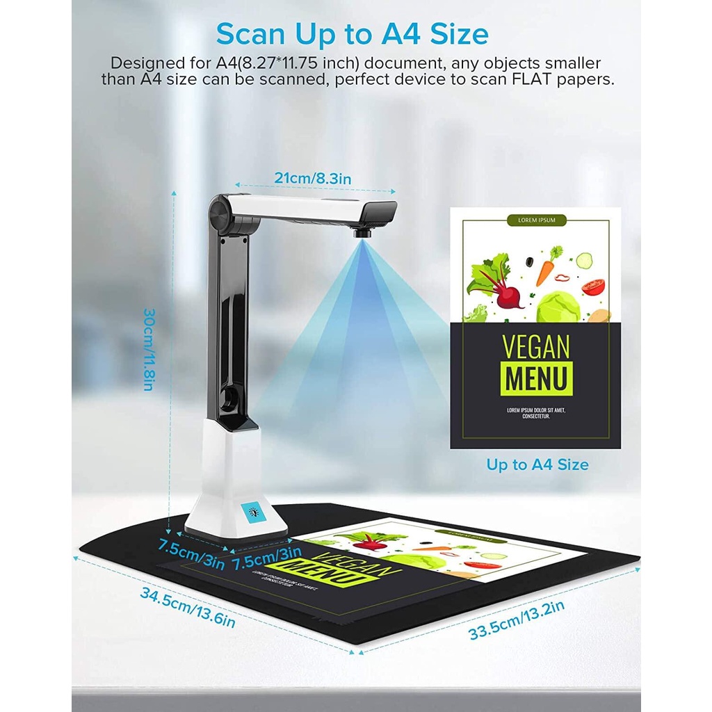Kinghun High Definition Doc Scanner BK50 Portable 8 Mega-pixel Capture ...