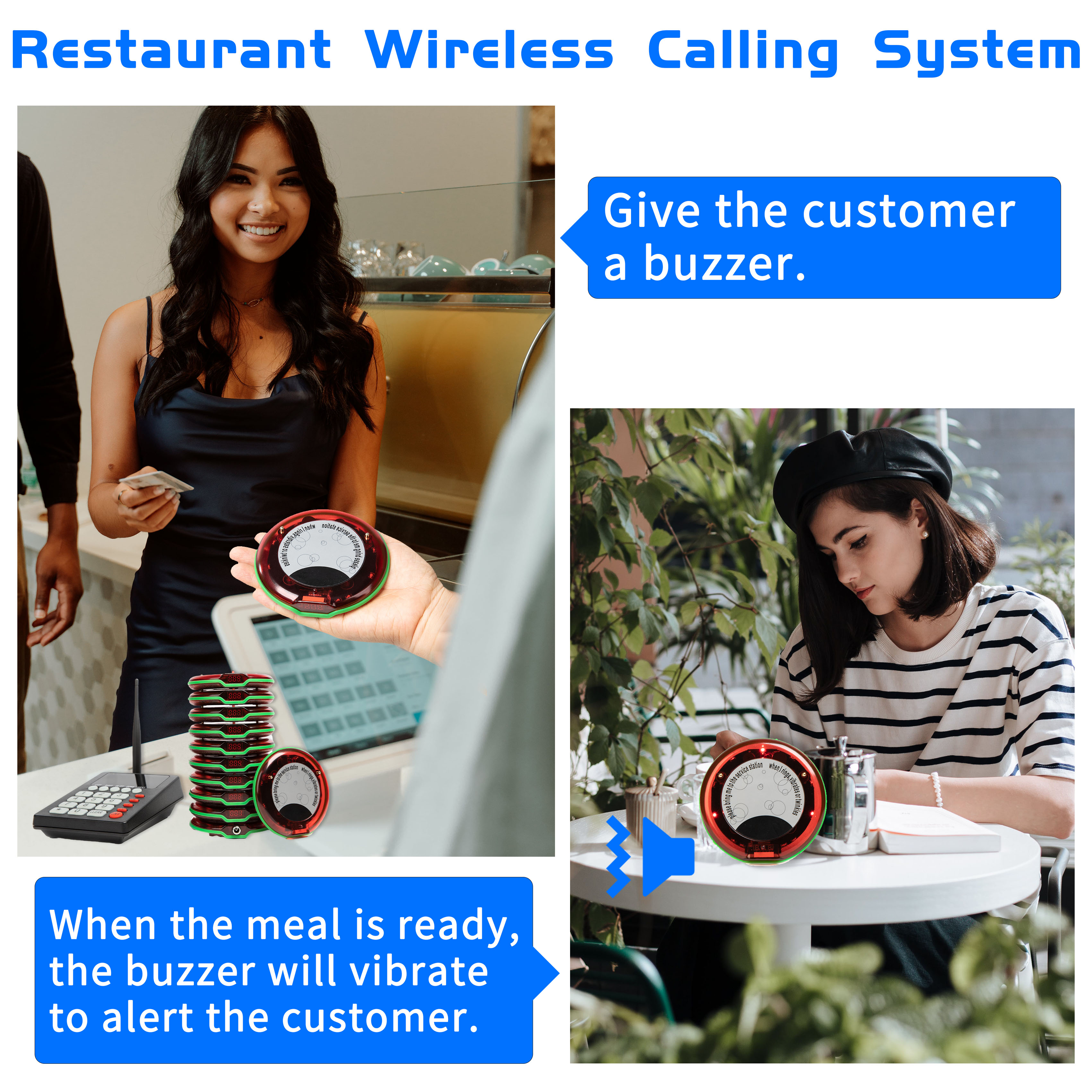 Restaurant Wireless Calling System Table Buzzer Order Buzzer 1 Keyboard ...