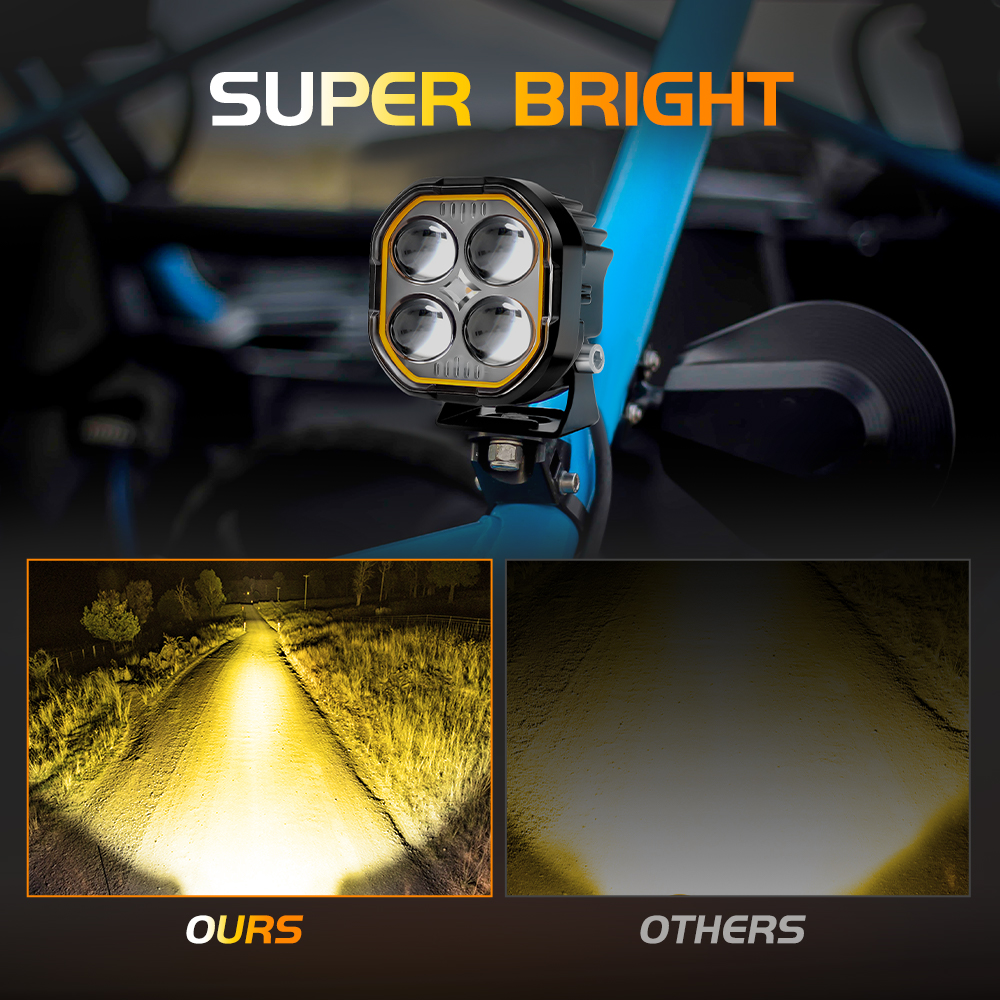 BraveWay 3 Inch Led Spotlight Motorcycle 2 Colors with Flashing Model