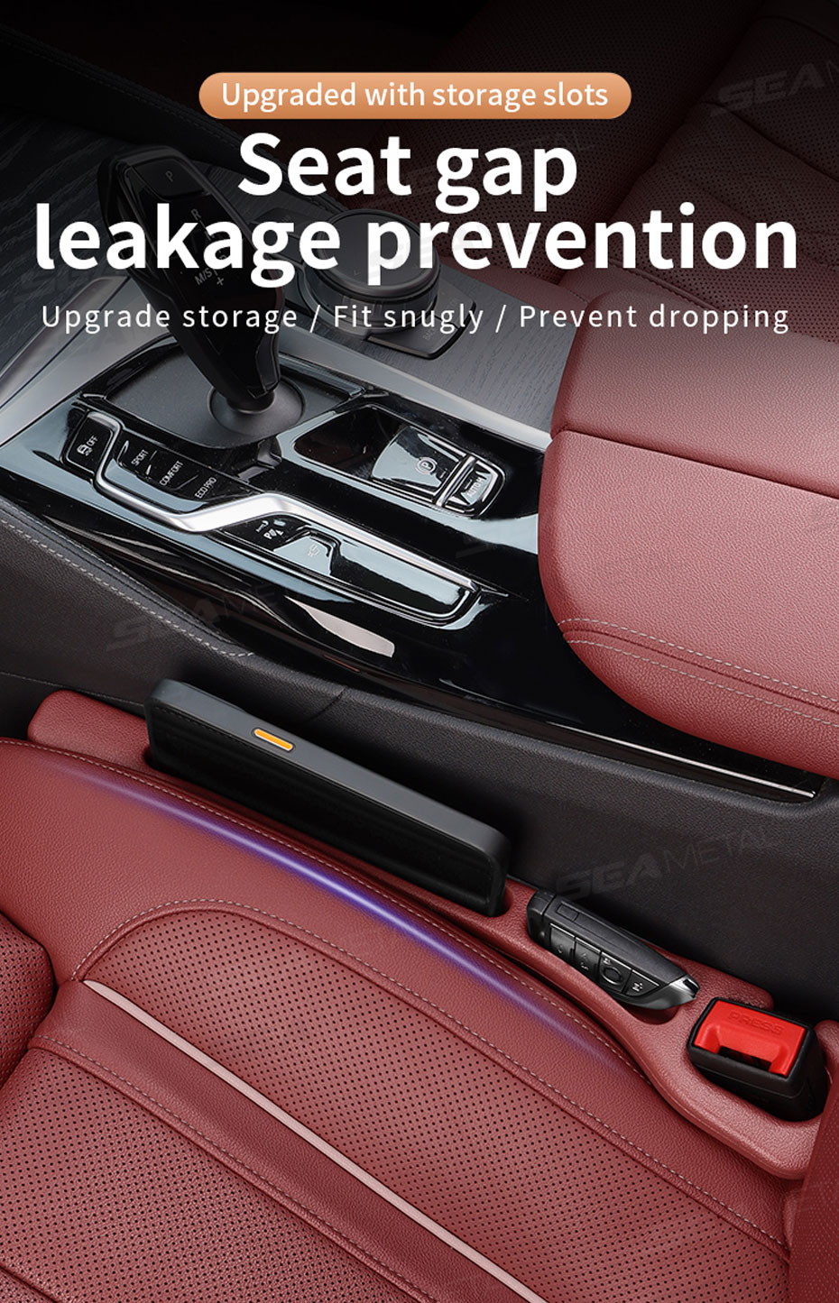 SEAMETAL 2Pcs Car Seat Gap Filler Strip Flexible Seat Side Seam Leak