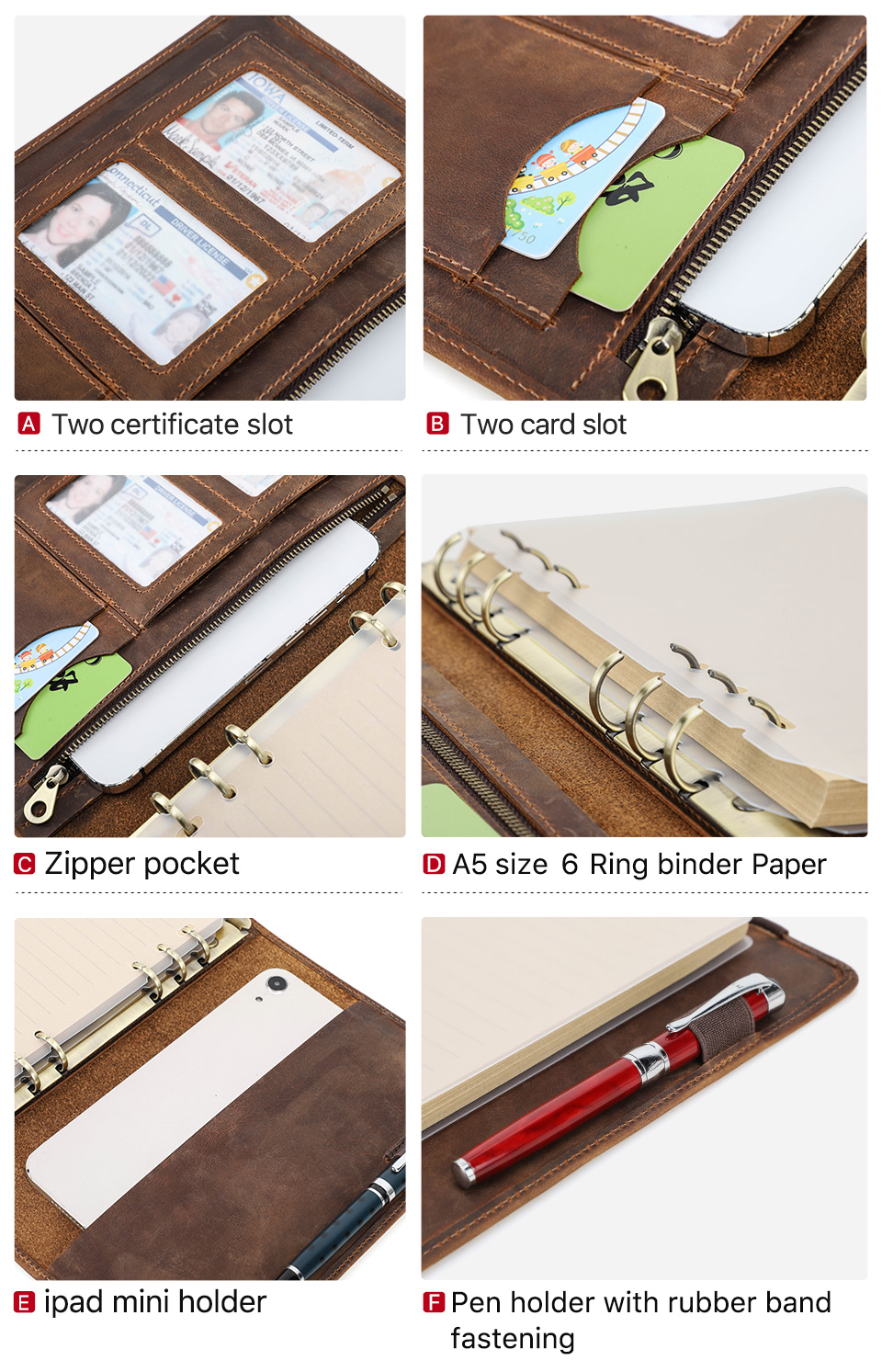 CONTACTS FAMILY Vintage A5 Leather Notebook Rubber Band Fastening A5 ...