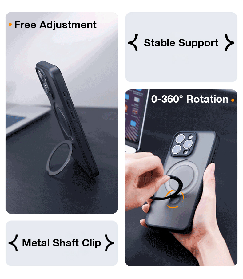 Sanptoch 360° Rotatable Ring Stand Phone Case For iPhone 16 / 15 / 14 ...
