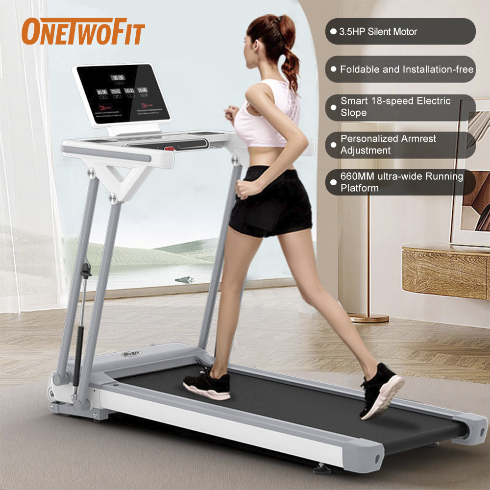 OneTwoFit Foldable 3.5HP Walking Treadmill With Handle Smart Walking ...