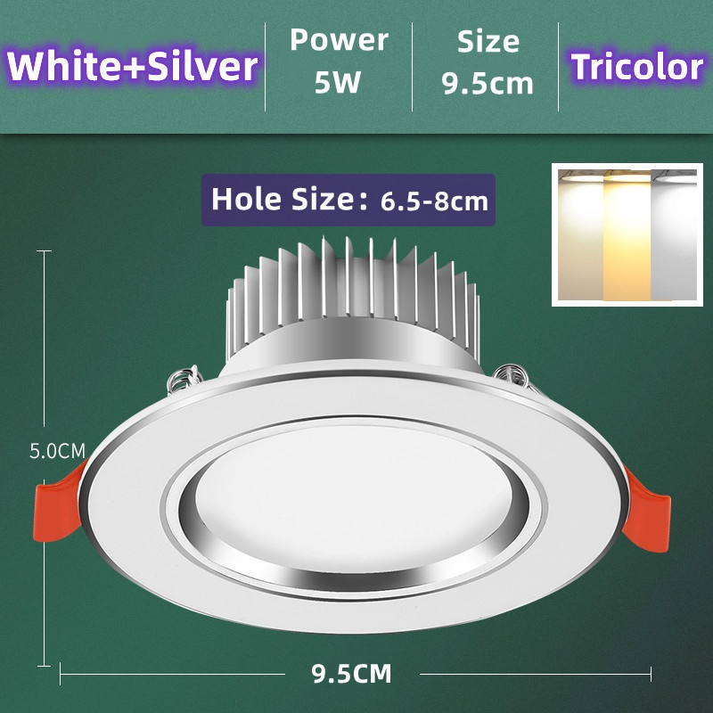 LED Downlight Lampu 5W/7W/9W/12W Ceiling Light Siling Rumah Tricolor ...