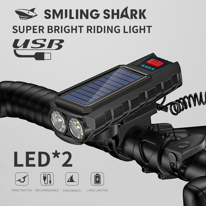 SmilingShark QXD420 Solar Bicycle Light with Horn / Trumpet Lampu ...