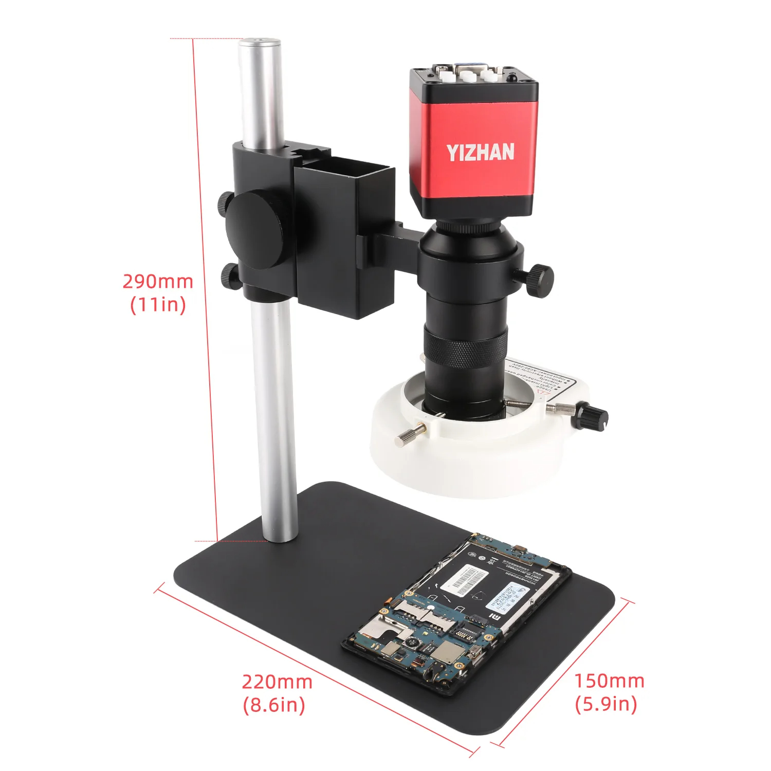 YIZHAN 1080P Digital Microscope For Soldering 1-130X C-Mount Lens Light ...