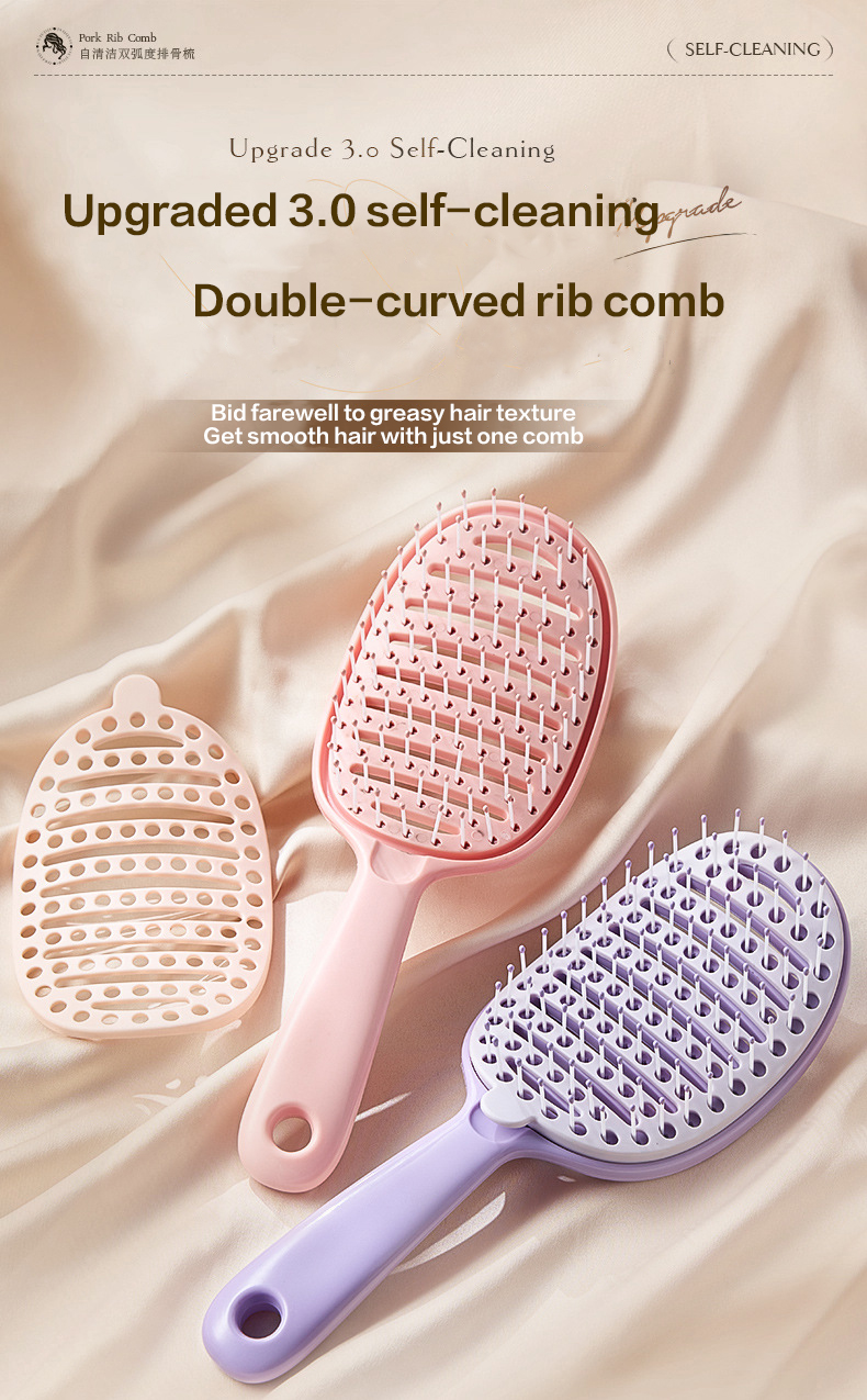 Superior self-cleaning rib comb for dry and wet use,portable and ...