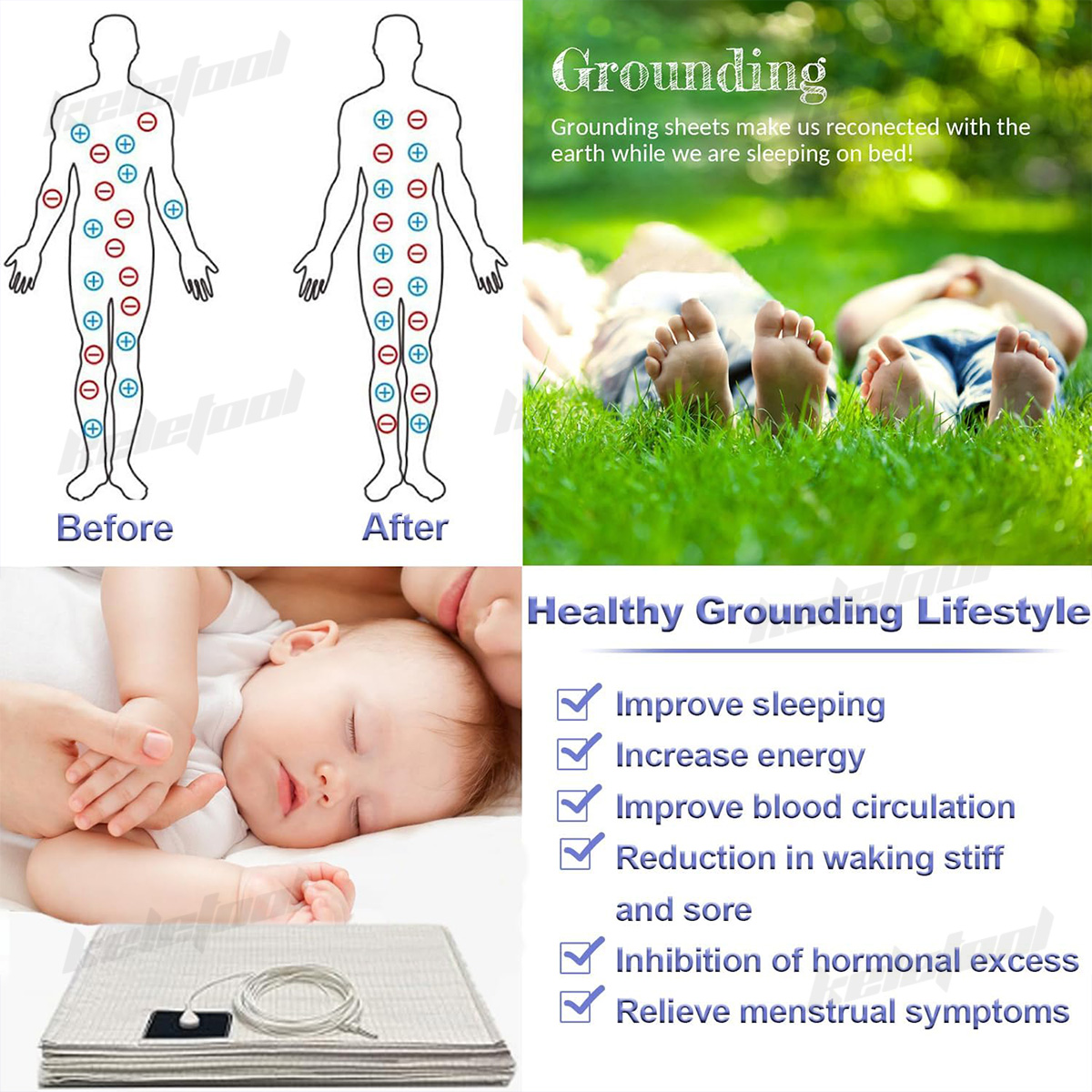 Grounding Mat Grounding Sheet Earthing Sheet Organic Cotton and Silver ...