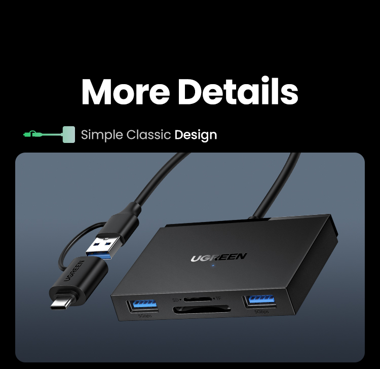 UGREEN 4-in-1 USB 3.0 Android SD Card Reader OTG Smart Read USB3.0/Tpye ...