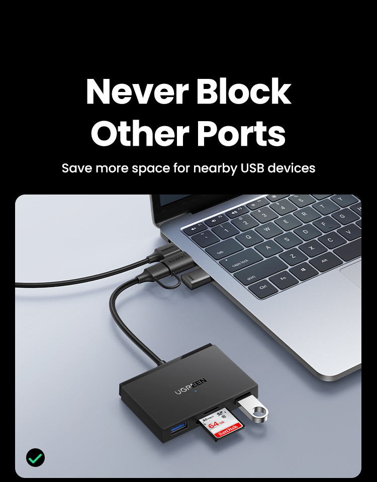 UGREEN 4-in-1 USB 3.0 Android SD Card Reader OTG Smart Read USB3.0/Tpye ...