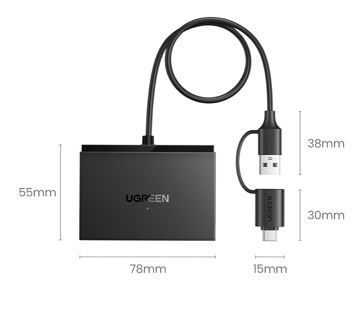 UGREEN 4-in-1 USB 3.0 Android SD Card Reader OTG Smart Read USB3.0/Tpye ...