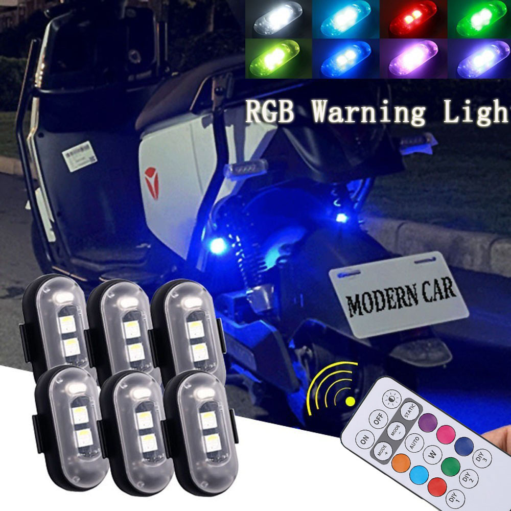 6Pcs Wireless USB Rechargeable Remote Control LED Anti-Collision Safety ...