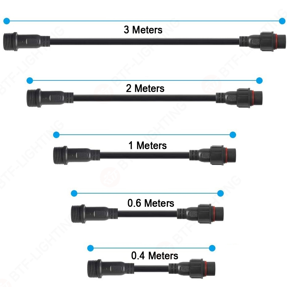 BTF-LIGHTING 2pin 3pin 4pin 5pin Waterproof Connector Extension Cable ...