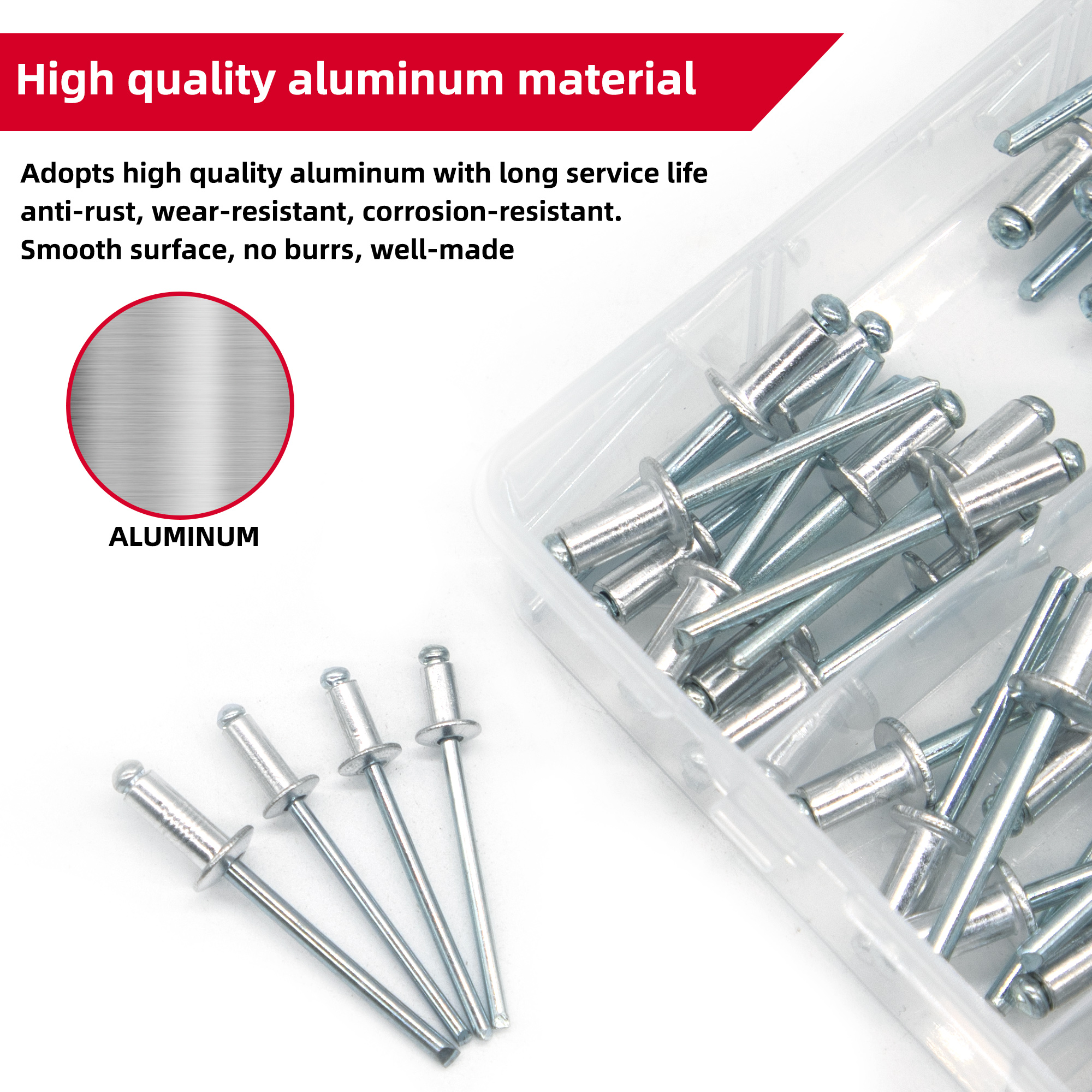 Aluminium Dome Head Blind Rivets Assorted Kit 6 Sizes Steel Shank ...