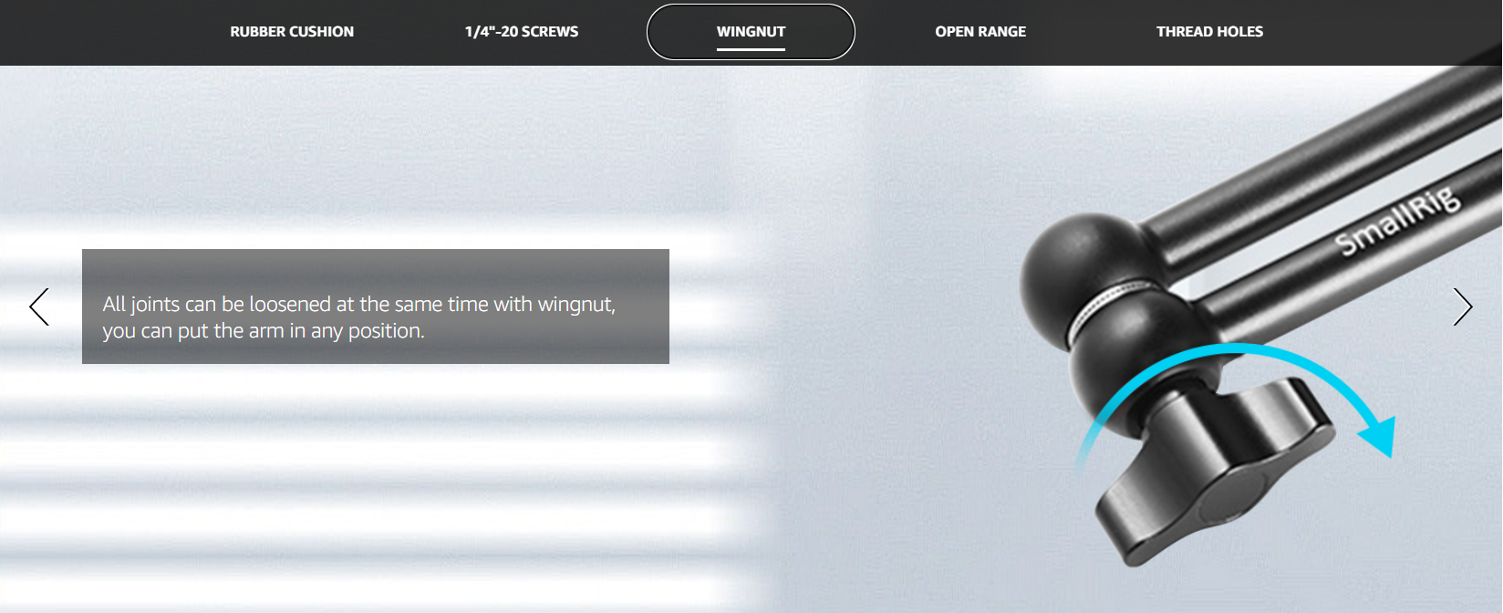 SMALLRIG Clamp W/ 1/4" And 3/8" Thread And 9.8 Inches Adjustable Friction Power Articulating Magic Arm With 1/4" Thread Screw For LCD Monitor/LED Lights - KBUM2732B - View #2