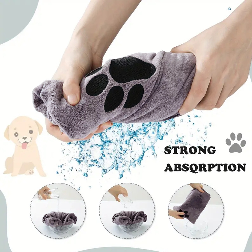 Curated visual reference: Drying A Dog With A Microfiber Towel After Bath Reference: 1Piece High Absorbency Microfiber Pet Bath Towel Ultra Soft Durable