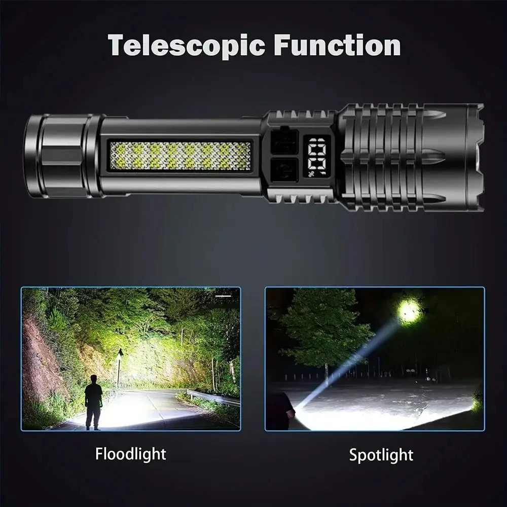 Mini torch light super bright flashlight rechargeable emergency light ...