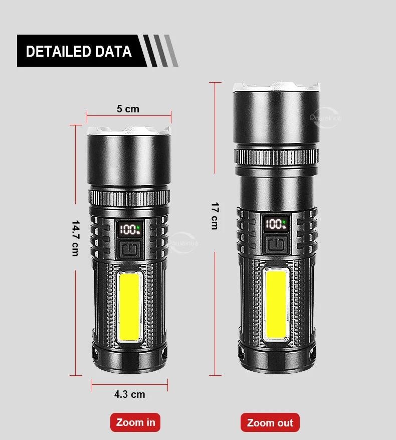 High Power LED Flashlight portable light rechargeable torchlight water ...