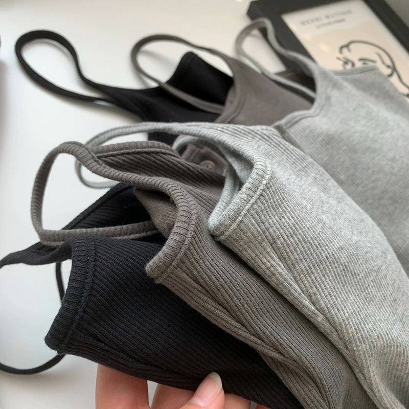 Maniyun Front Button Threaded Cotton Singlet With Padding Women Sling ...