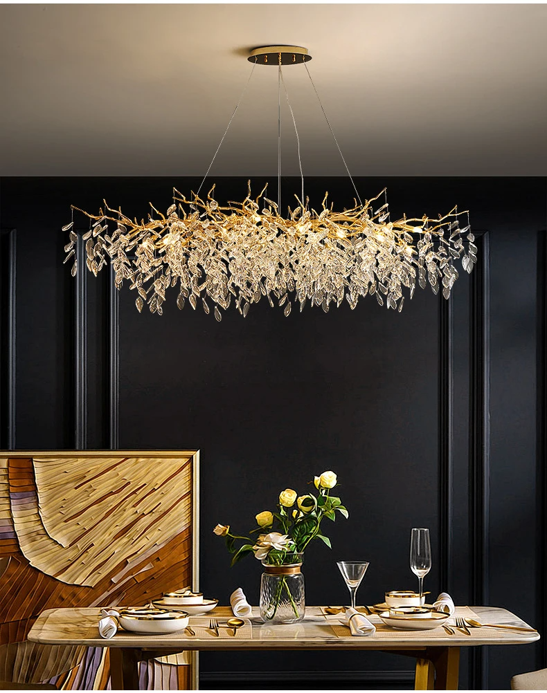 Luxury Gold Crystal LED Chandeliers Living Dining Room Bedroom Lighting ...