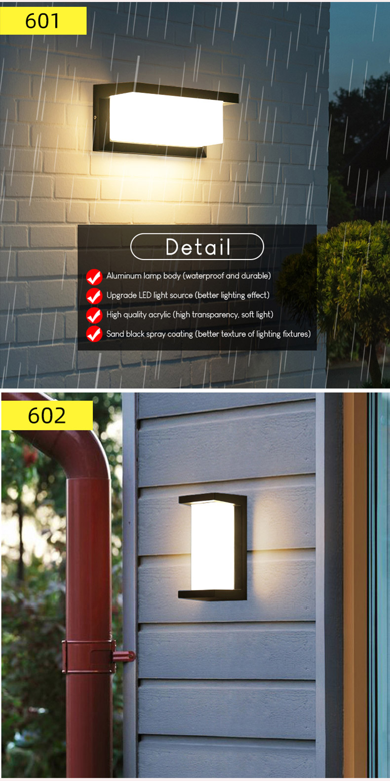 Outdoor Wall Light LED Modern Wall Lamp Waterproof Lampu Dinding Home ...