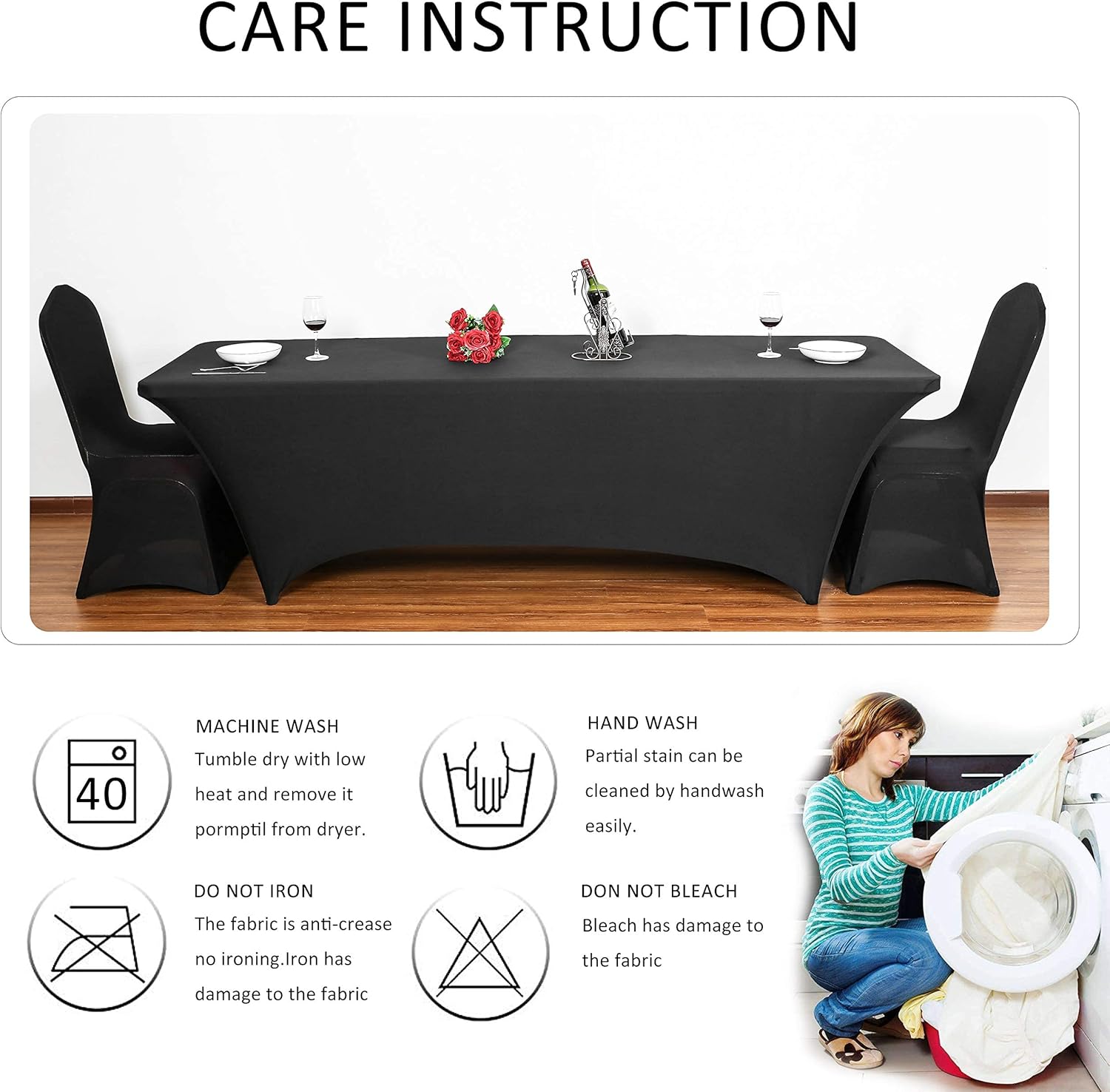 4/5/6FT Full Elastic Banquet Table Cloth Cover Bar Meeting Outdoor ...