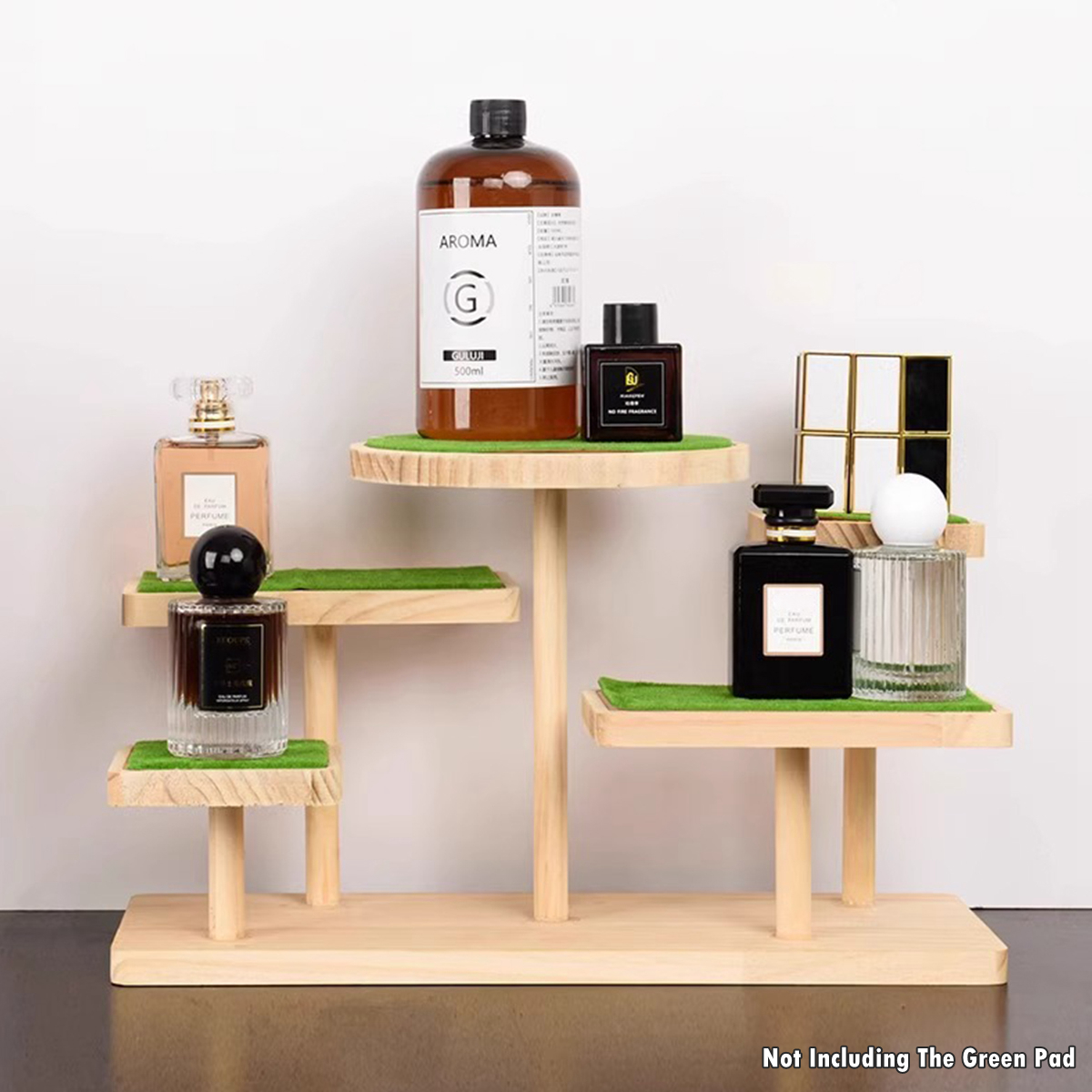 Pine Wooden Display Riser Shelf Desktop Organizer Countertop Rack Solid ...
