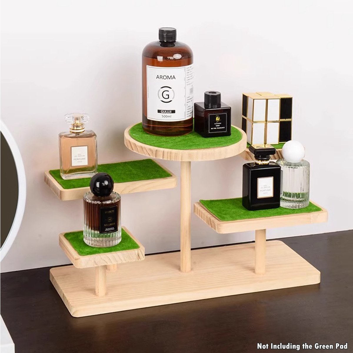 Pine Wooden Display Riser Shelf Desktop Organizer Countertop Rack Solid ...