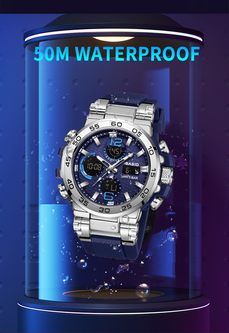 BASID Dual Display Waterproof LED Multifunction Men Watch 2405 | Shopee ...