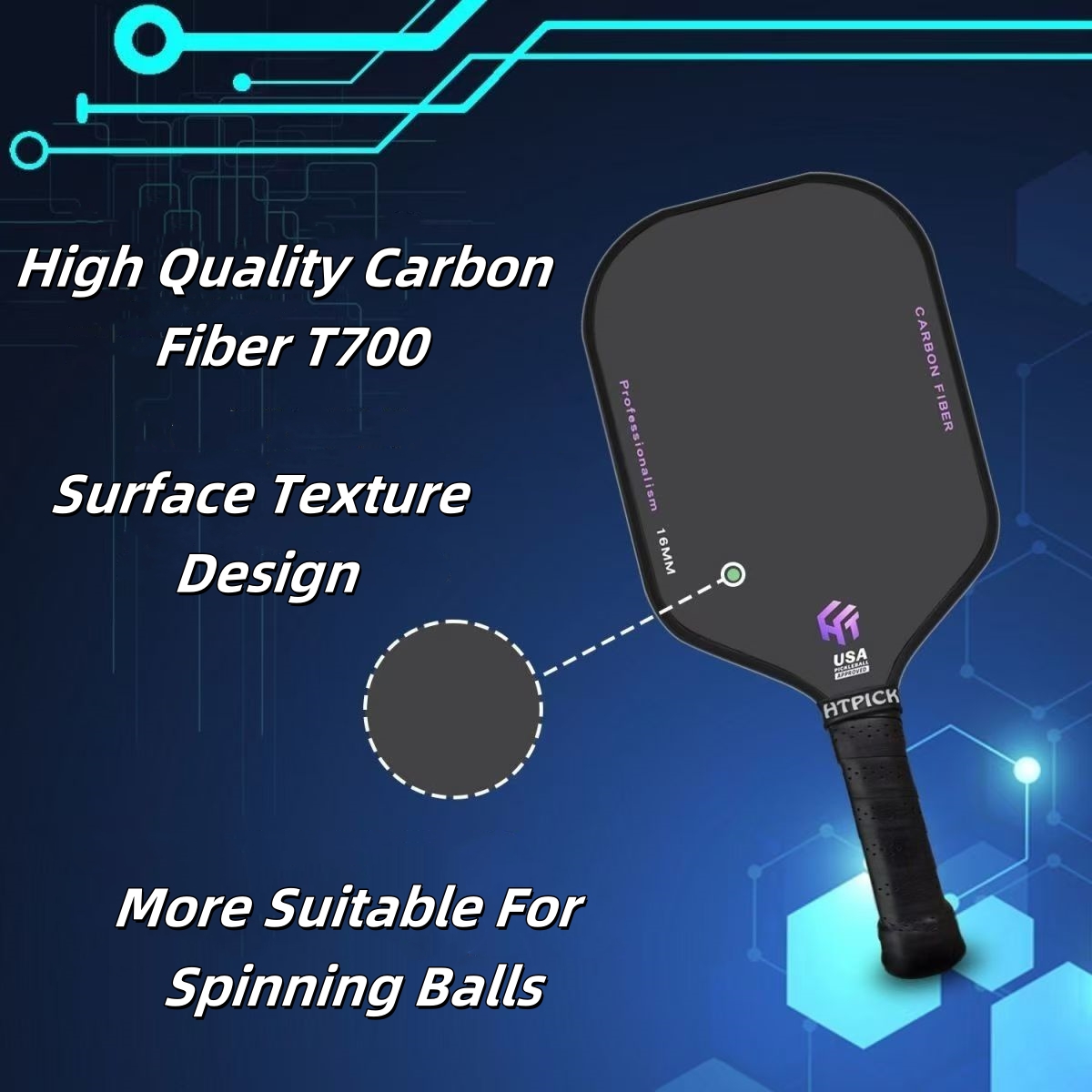 Pickleball Paddle Carbon Fiber , USAPA Approved Pickleball Thermoformed ...