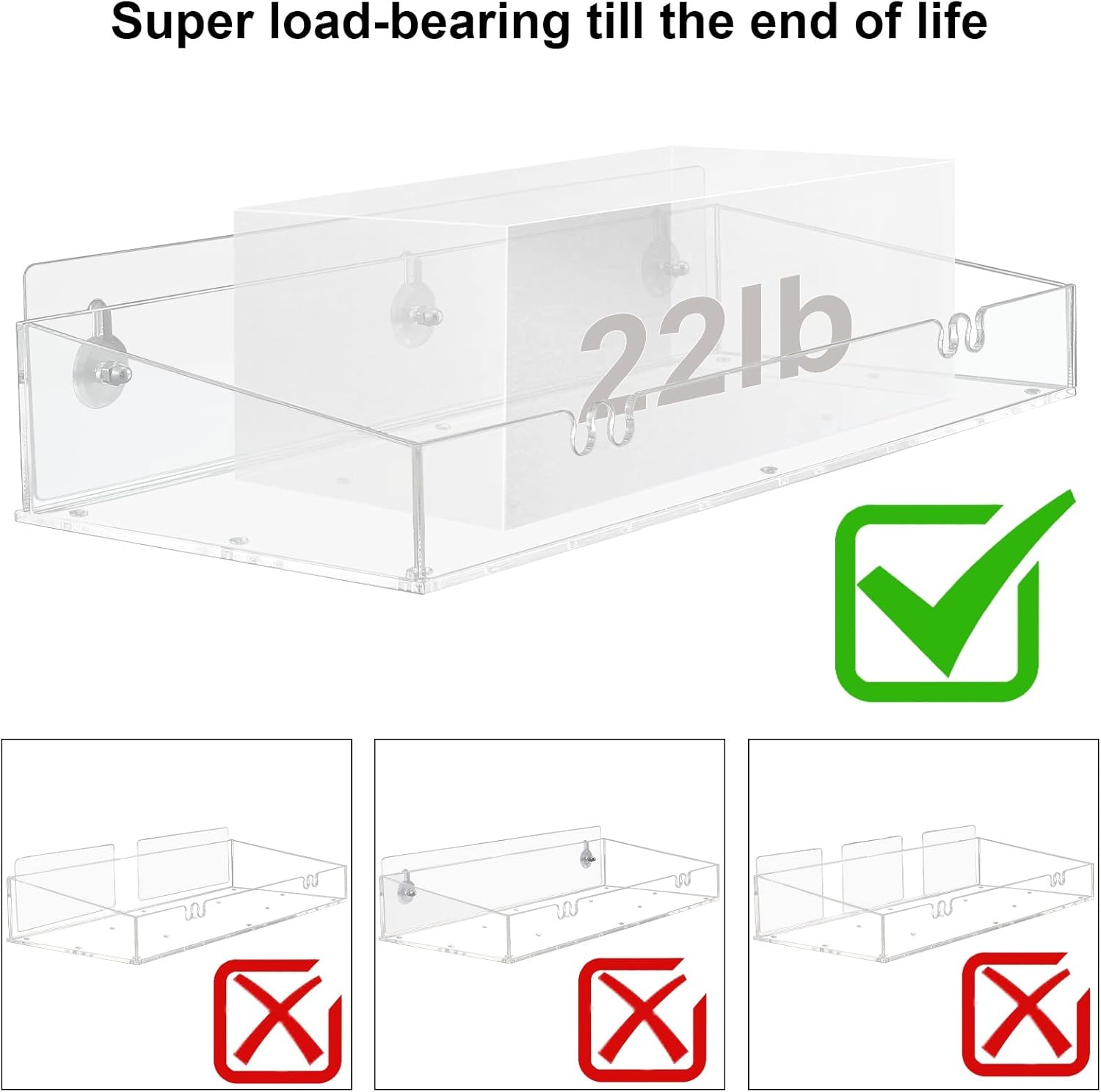 Exquisite 1 Piece Acrylic Transparent Wall Rack Floating Rack Bathroom ...