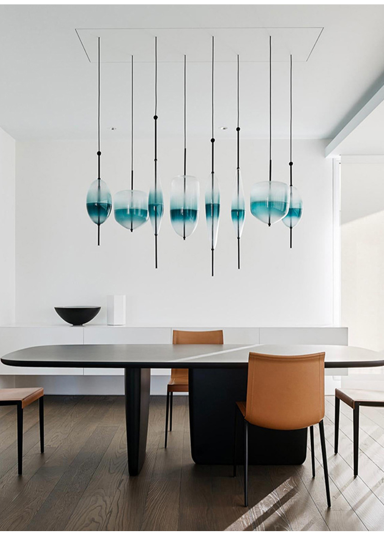Lampu Gantung Siling Meja Makan Gradient Blue Glass Pendant Light ...