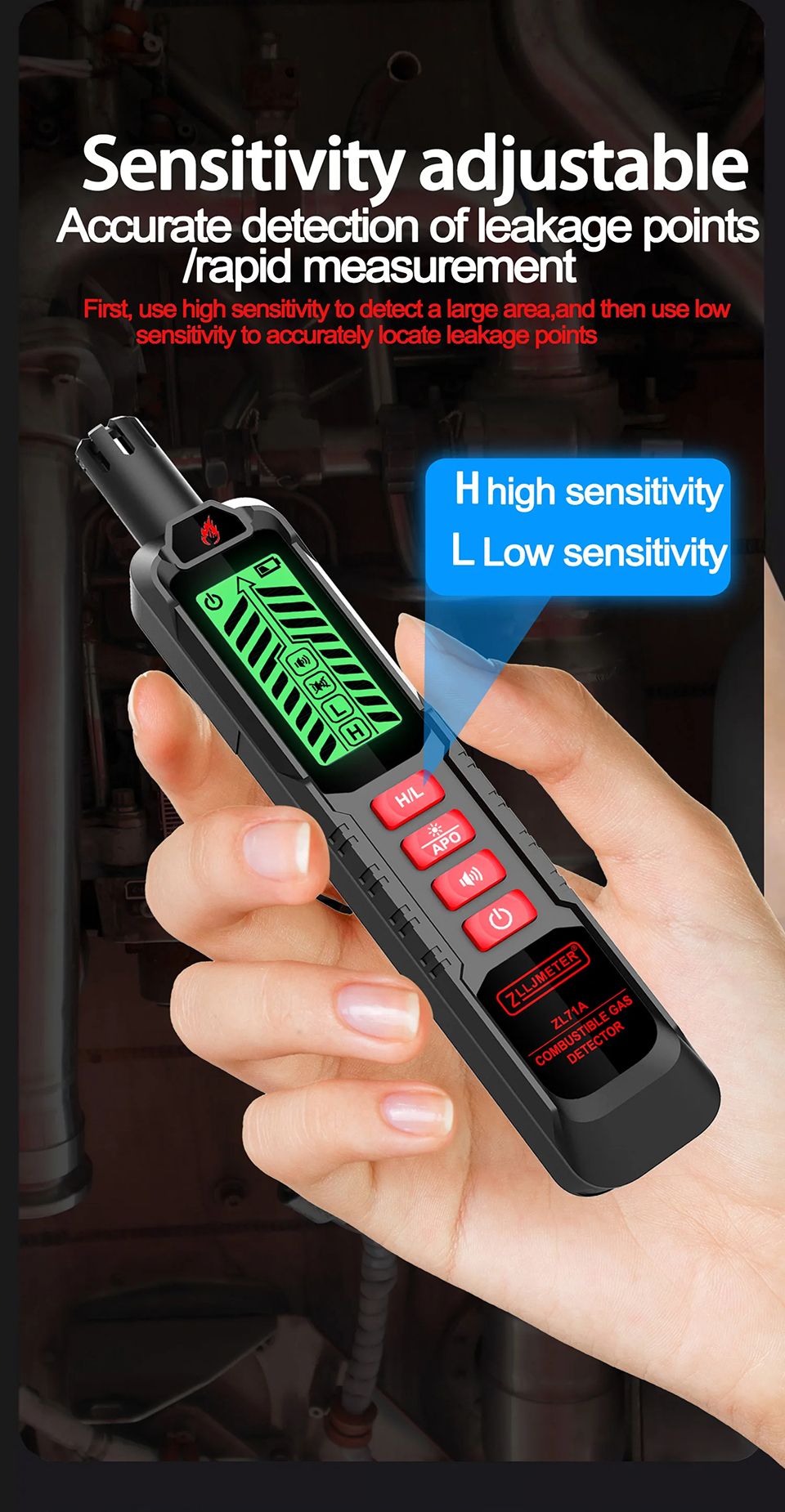 Adjustable Combustible Gas Detector Safe Value LFL Gas Concentration