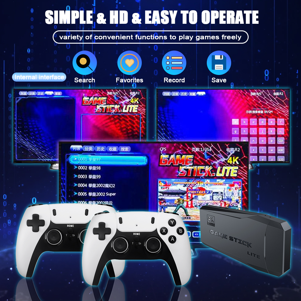 M8 PRO Retro Game Stick 4K Plug and Play Video Gaming Console with