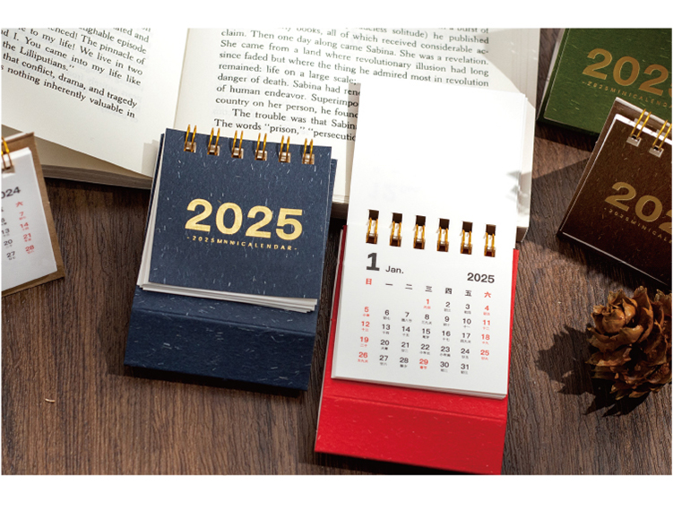 2025 Simple Solid Color Mini Desktop Simple Calendar Dual Daily ...