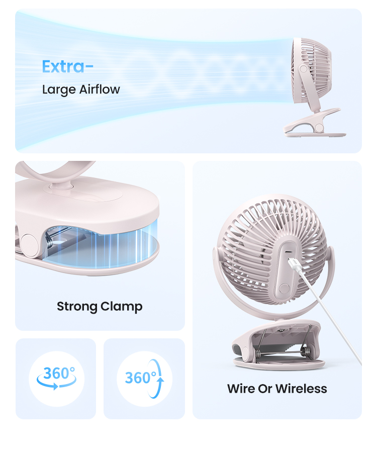 UGREEN Small Electric Fan Mini Clip-on clip Portable USB Pluggable ...