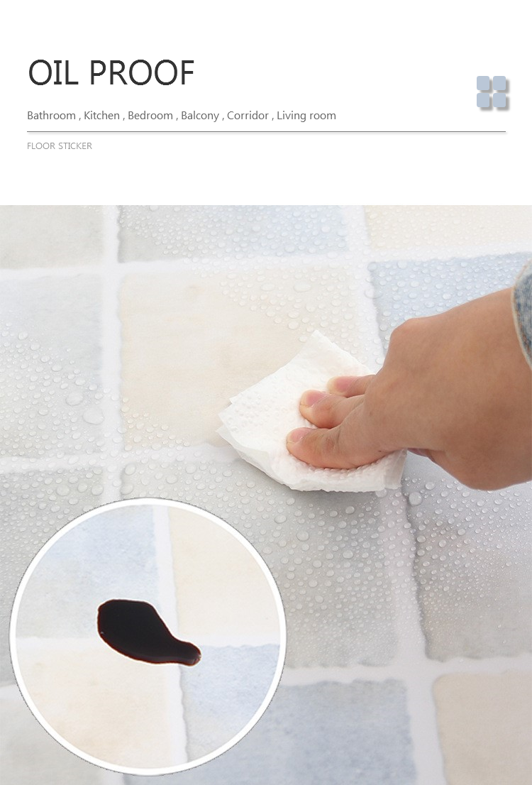 Floor Wallpaper Waterproof Toilet Non-slip Tile Ground Mat Self ...