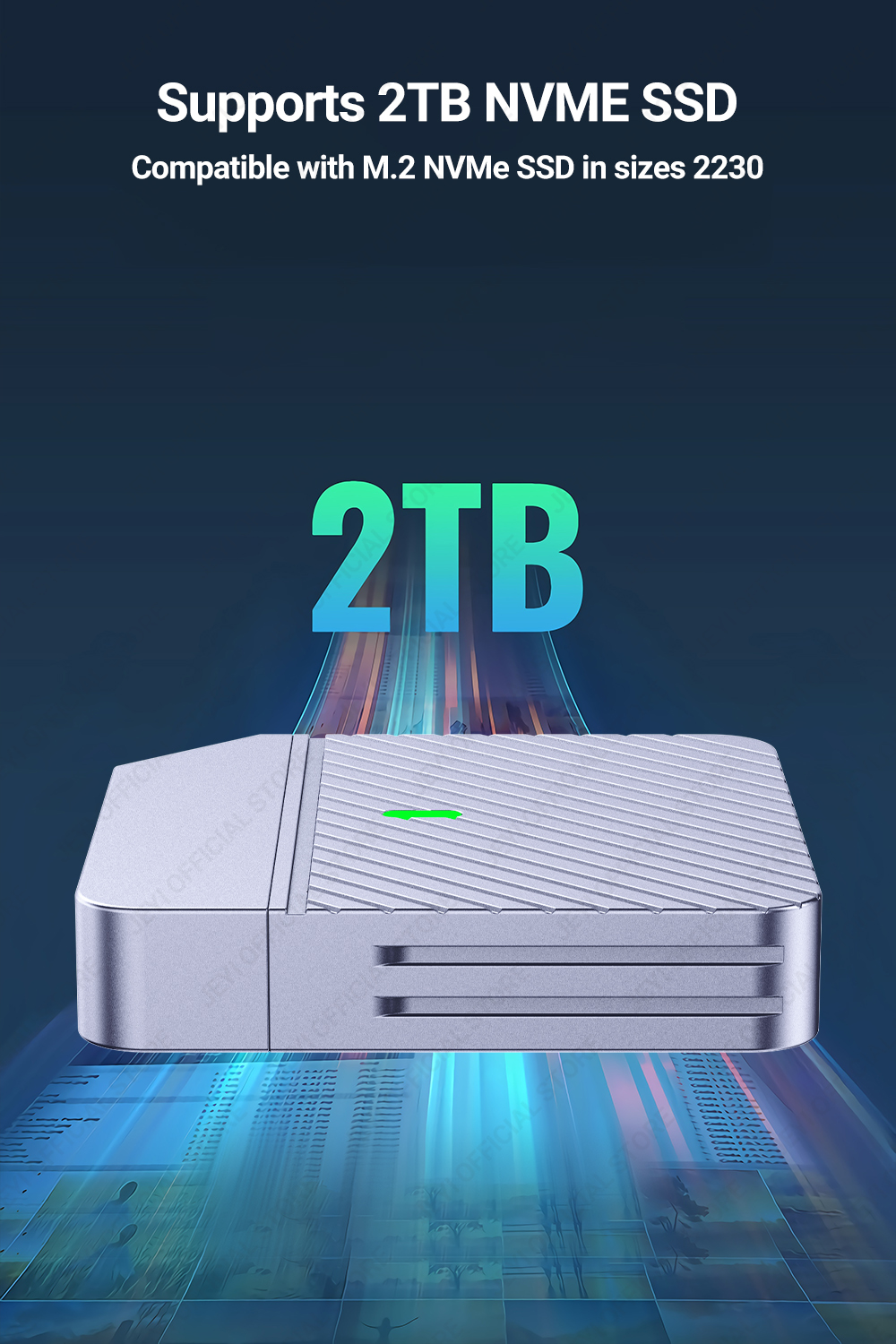 JEYI 2230 M.2 NVMe Direct-attach SSD Enclosure, USB 3.2 10Gbps In-line ...