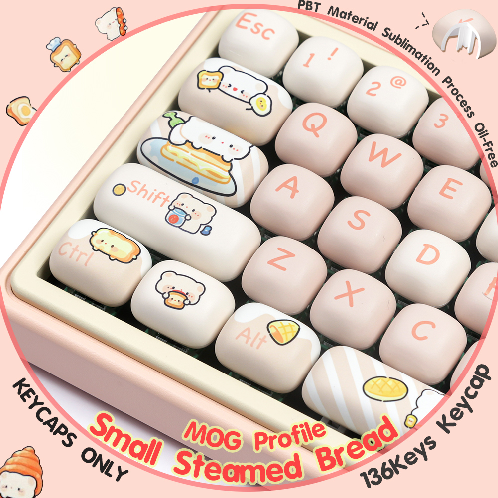 Small Steamed Bread-Cat 136Keys/Set Keycaps PBT MOG Profile Dye ...
