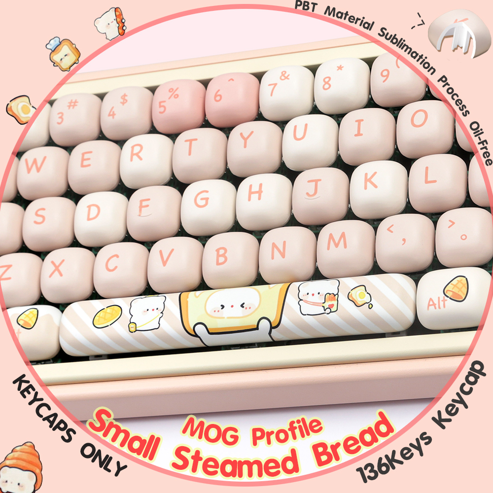 Small Steamed Bread-Cat 136Keys/Set Keycaps PBT MOG Profile Dye ...