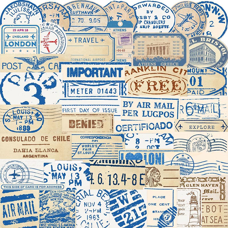 50Pcs Retro Travel Ticket Stub Stickers Graffiti DIY Water Bottle ...