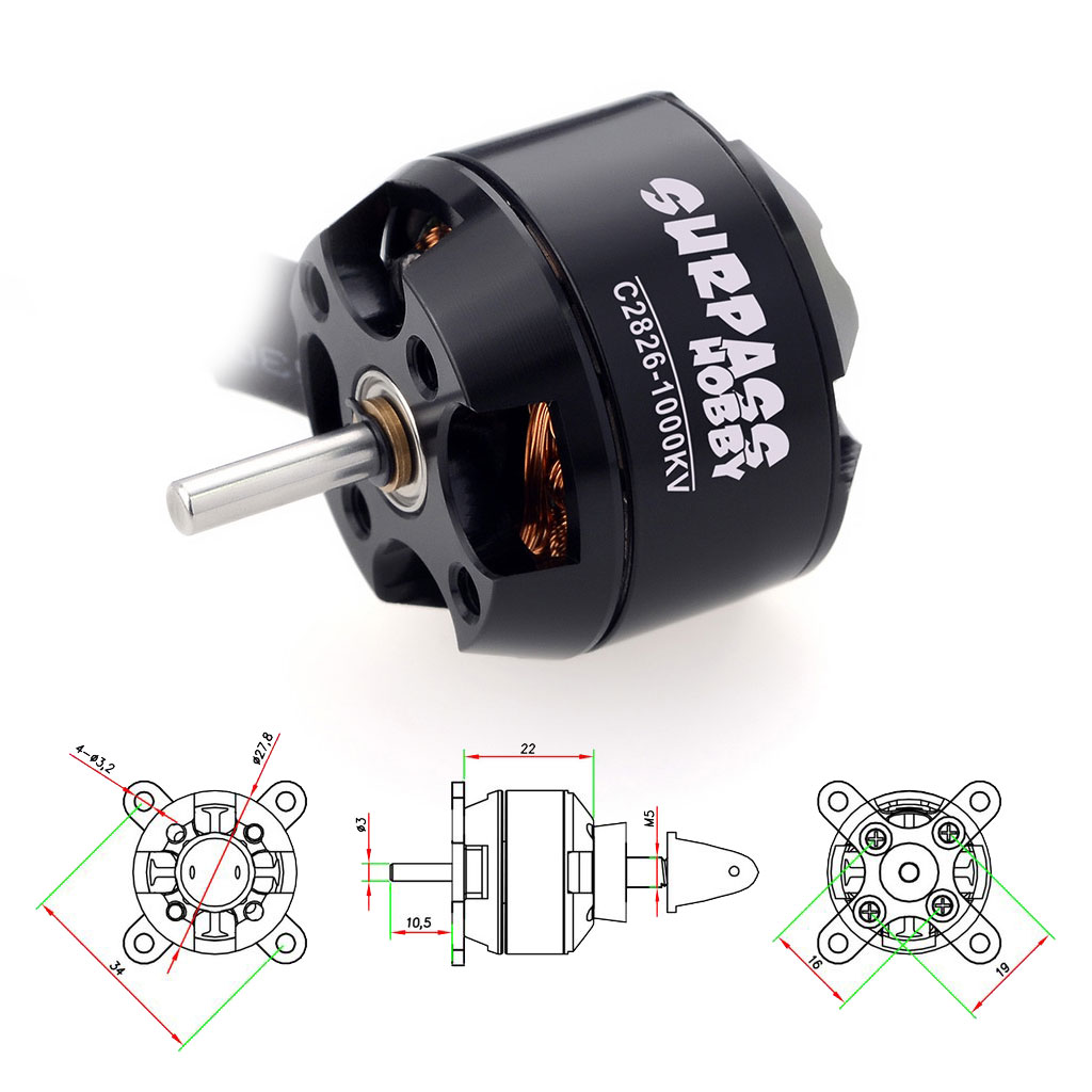 SURPASS HOBBY Outrunner 2826 Brushless Sensorless Waterproof Motor