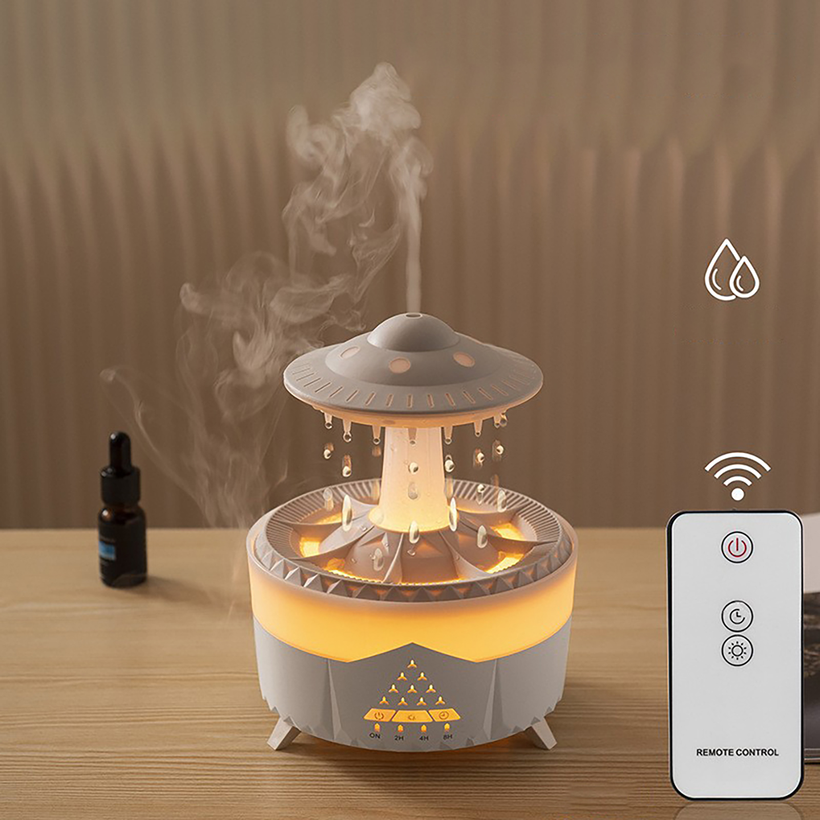 UFO Night Light Humidifier with Remote Control Silent Safety Colorful ...