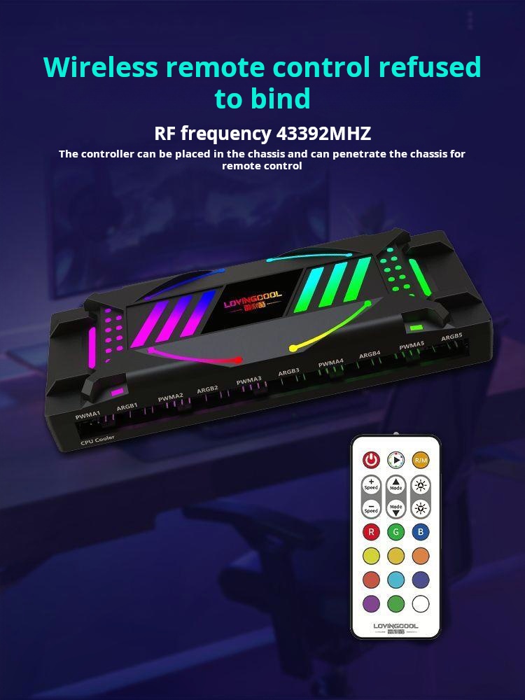 3in1 ARGB Controller 4Pin PWM 5V 3Pin ARGB Cooling Fan Smart Remote