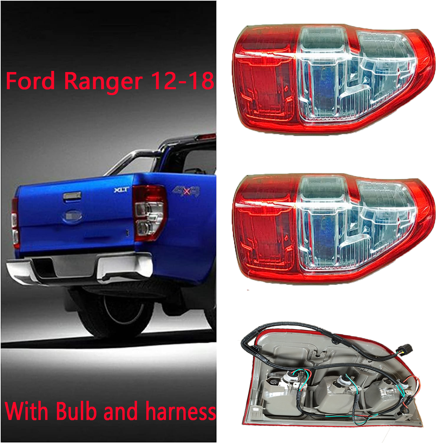 Ranger Tail Lamp Tail Light for Ford Ranger 2012-2018 with Red ...