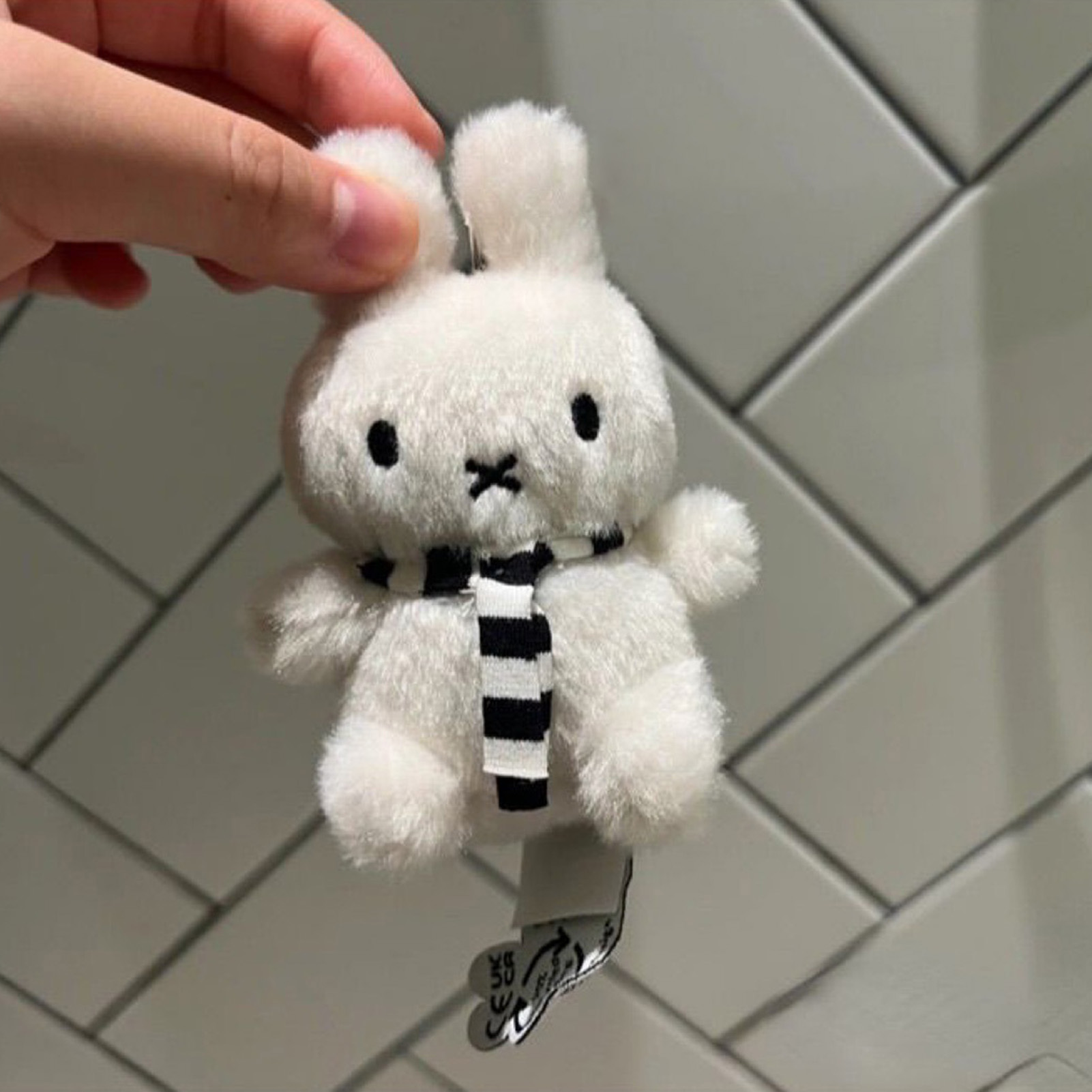 Miffy black and white striped scarf pendant cute doll super cute mini ...