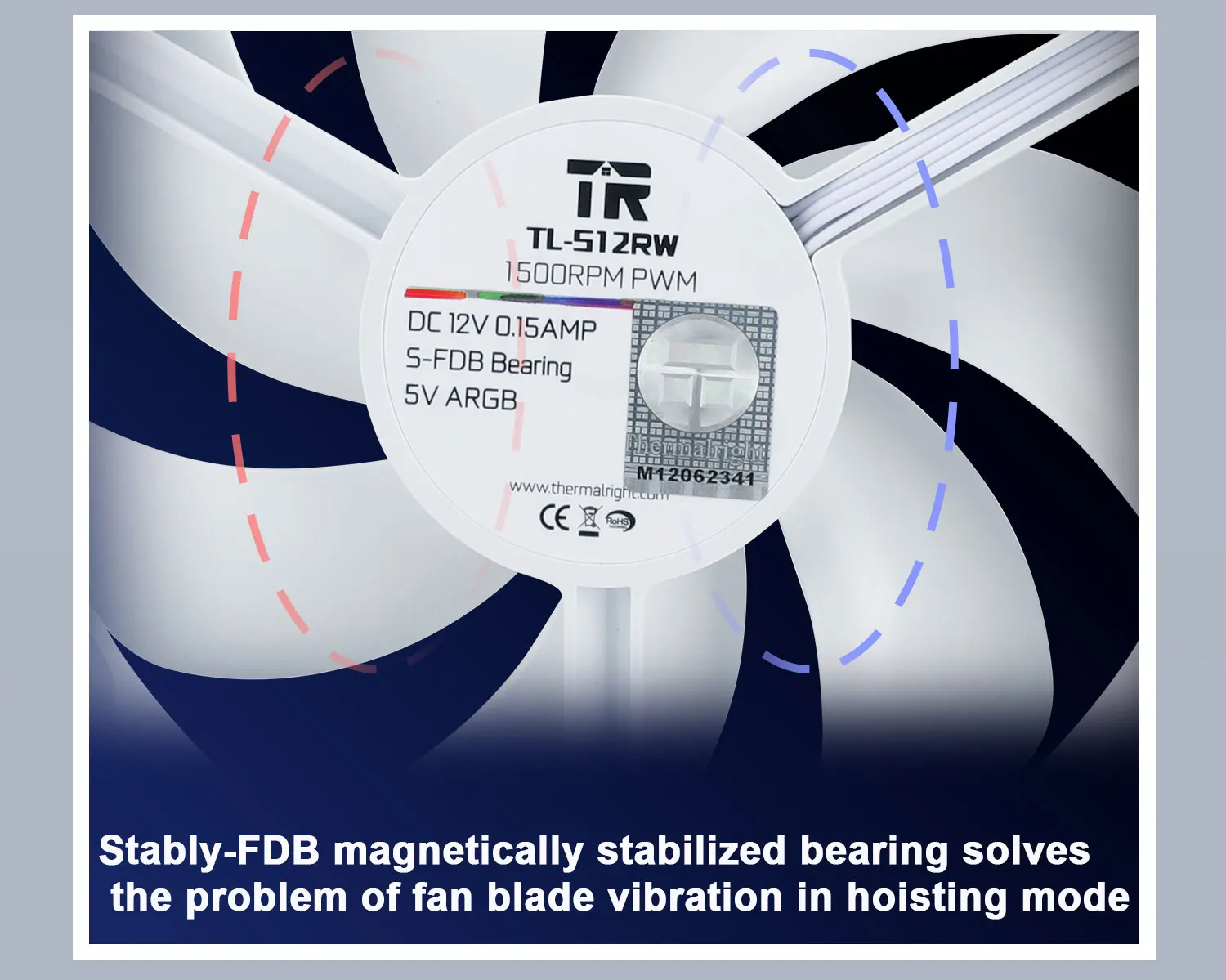 Thermalright TL-S12RW X3 - Ventilador de CPU (120 mm, color blanco, apertura fina, ARGB Halo PC