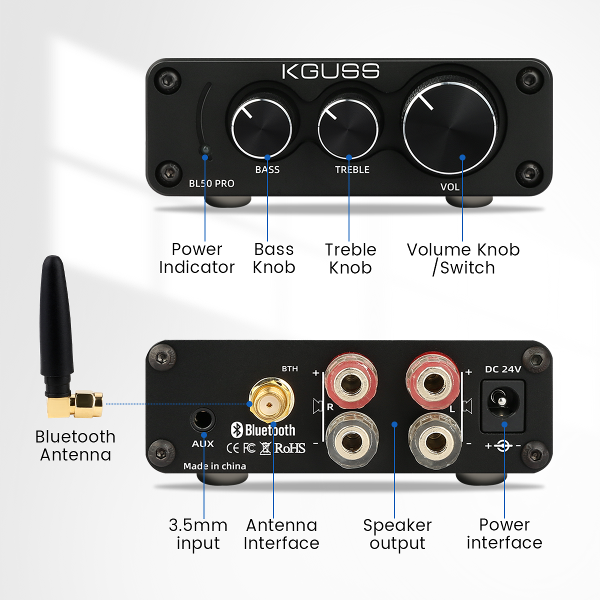 Kguss BL50PRO Bluetooth 5.0 High Power Digital Power Amplifier HIFI