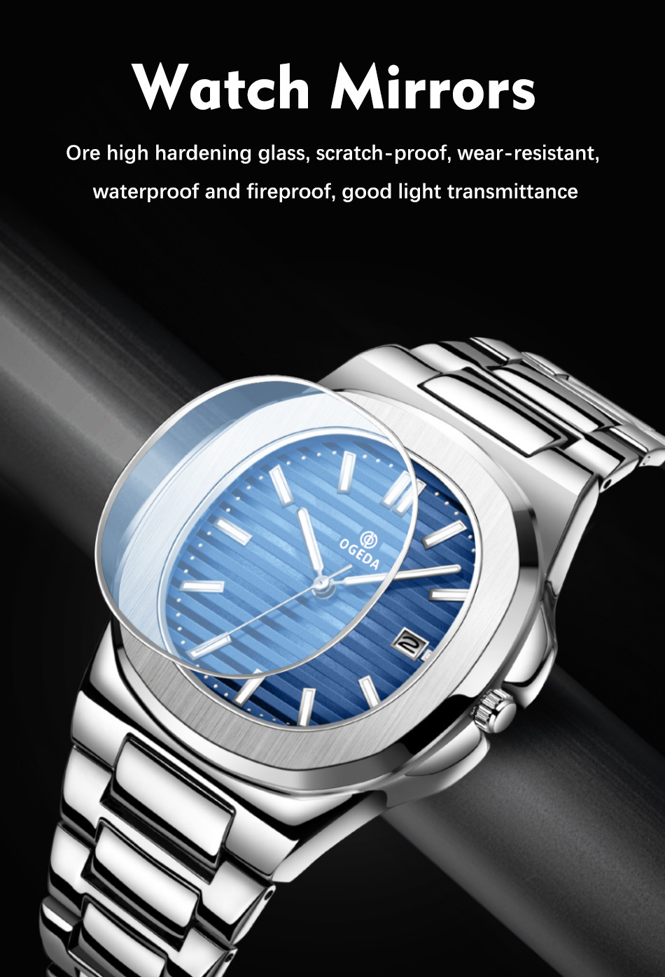 OGEDA waterproof men's watch quartz business watch original stainless ...