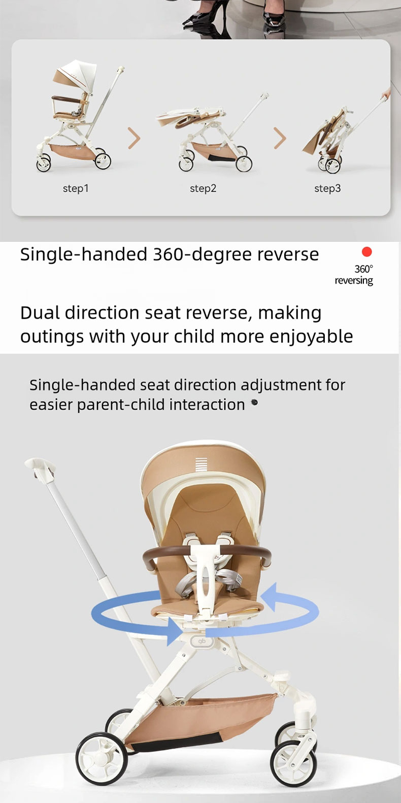 Gb walking tool, safe baby stroller, lightweight, rotating, twoway